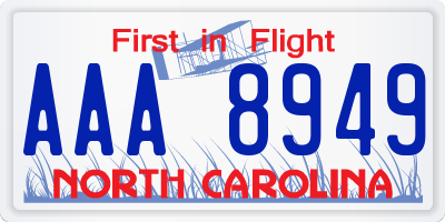 NC license plate AAA8949