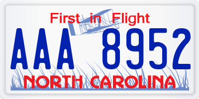 NC license plate AAA8952