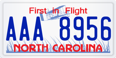 NC license plate AAA8956