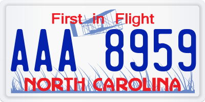 NC license plate AAA8959