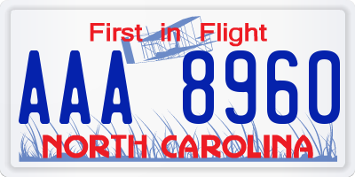 NC license plate AAA8960