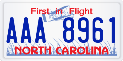 NC license plate AAA8961