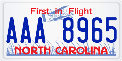 NC license plate AAA8965