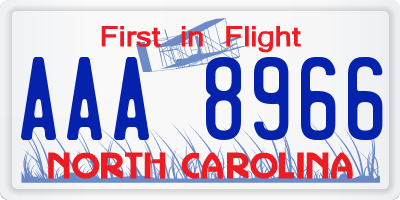 NC license plate AAA8966