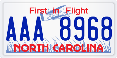 NC license plate AAA8968