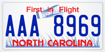 NC license plate AAA8969