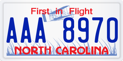 NC license plate AAA8970