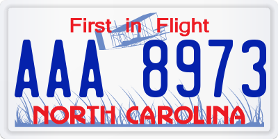 NC license plate AAA8973