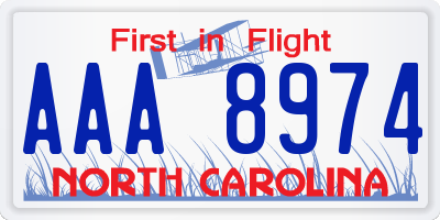 NC license plate AAA8974