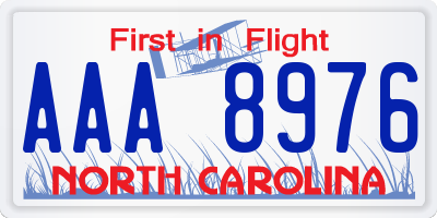 NC license plate AAA8976