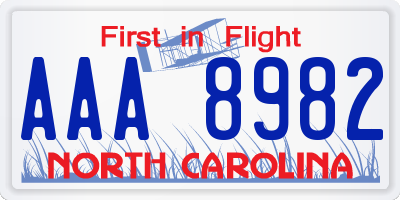 NC license plate AAA8982