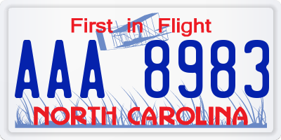 NC license plate AAA8983