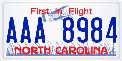 NC license plate AAA8984