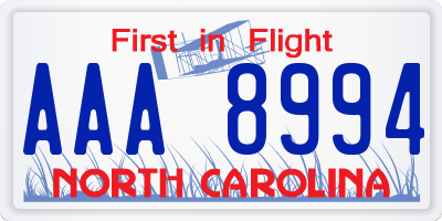 NC license plate AAA8994