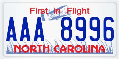 NC license plate AAA8996