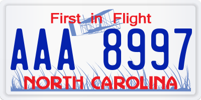 NC license plate AAA8997