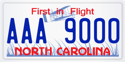 NC license plate AAA9000