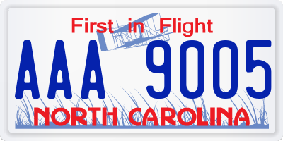 NC license plate AAA9005