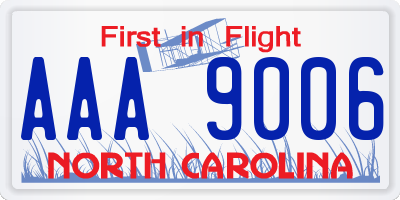 NC license plate AAA9006