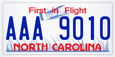 NC license plate AAA9010