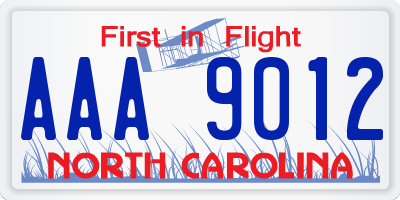 NC license plate AAA9012