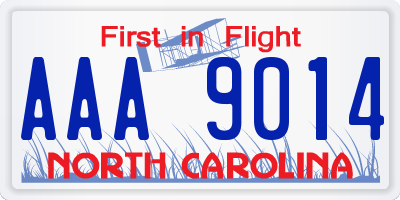 NC license plate AAA9014