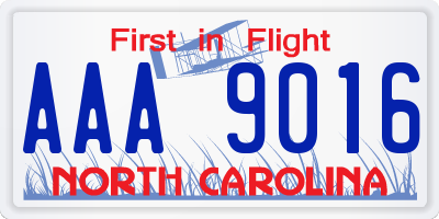 NC license plate AAA9016