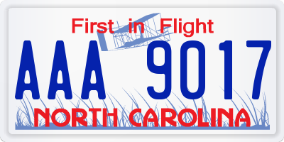 NC license plate AAA9017