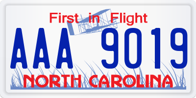 NC license plate AAA9019