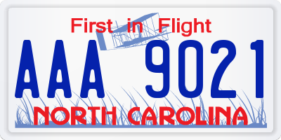 NC license plate AAA9021