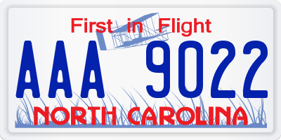 NC license plate AAA9022