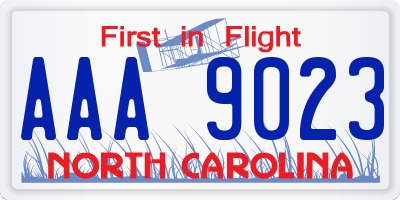 NC license plate AAA9023