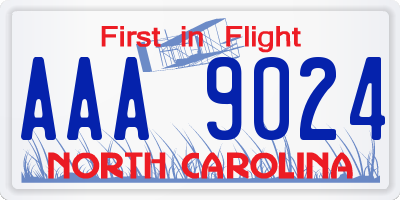 NC license plate AAA9024