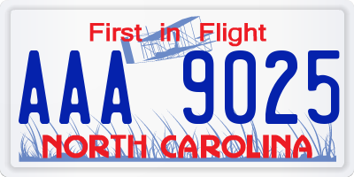 NC license plate AAA9025