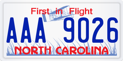 NC license plate AAA9026