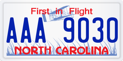 NC license plate AAA9030