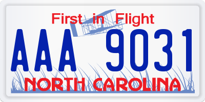 NC license plate AAA9031