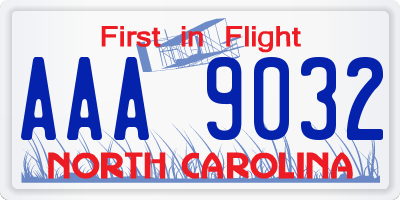 NC license plate AAA9032