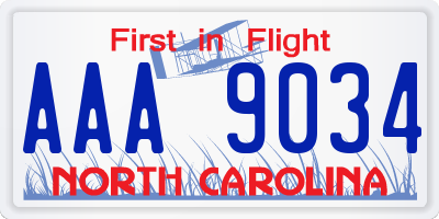 NC license plate AAA9034