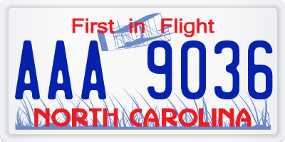 NC license plate AAA9036