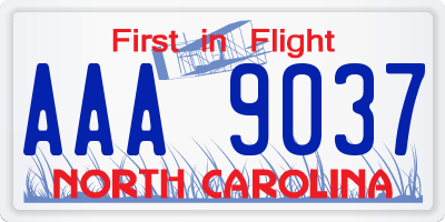 NC license plate AAA9037