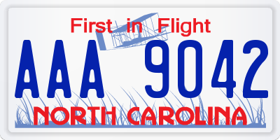 NC license plate AAA9042