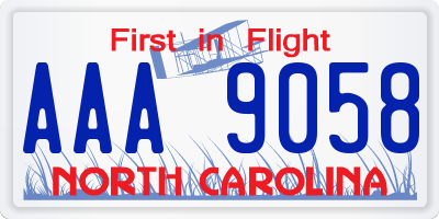 NC license plate AAA9058