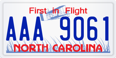 NC license plate AAA9061