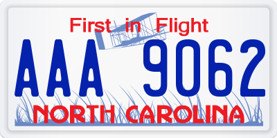 NC license plate AAA9062