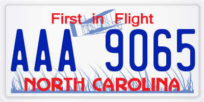 NC license plate AAA9065