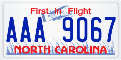 NC license plate AAA9067