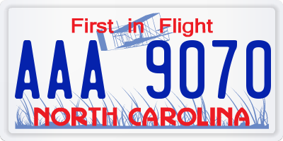 NC license plate AAA9070