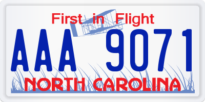 NC license plate AAA9071