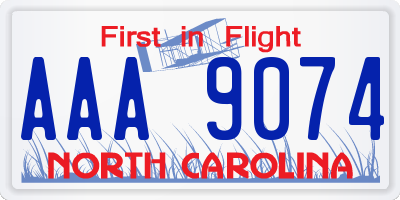 NC license plate AAA9074